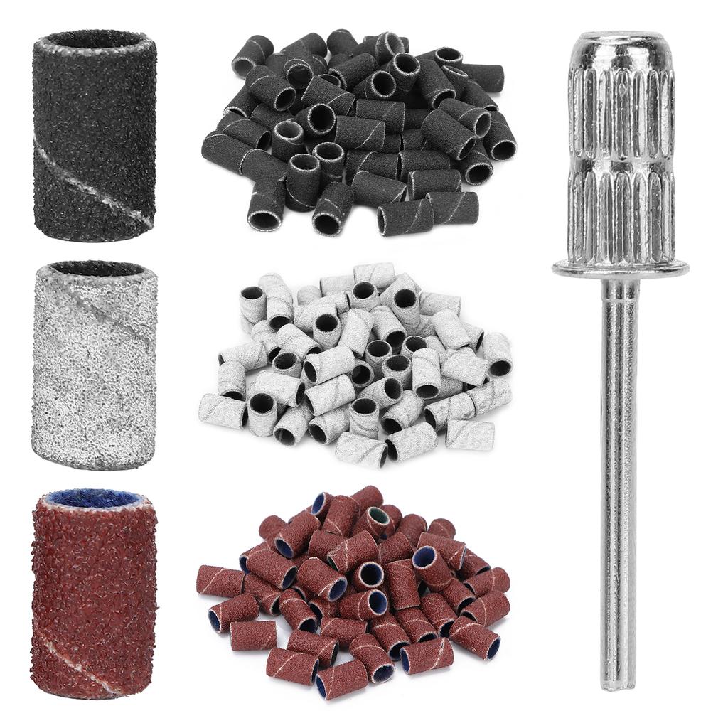 210pcs Professional Manicure Pedicure Sanding Bands Nail Drill Bits 80# 120# 180# Grit