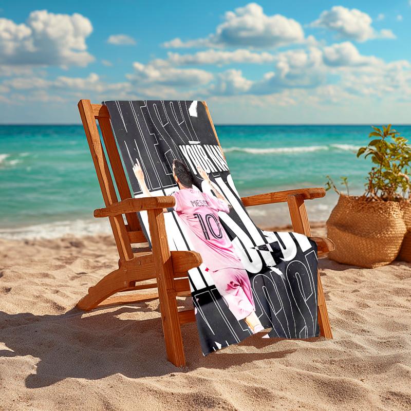 Personalized customized proof beach towel with Inter Miami Messi pattern - soft, absorbent,quick-drying,perfect