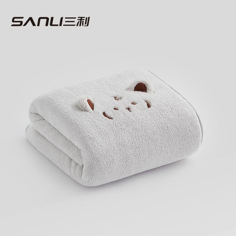 

Towel coral fleece baby three-dimensional cartoon adult children bath towel embroidery 70*140 светло-серый