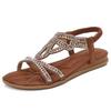 IELTS Run Plus Size Rhinestone Bohemian Sandals - Women's Summer Flat Hollow-Out Shoes