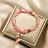 Romantic Pink Crystal Stone Bracelet Strand Bracelets For Women Charming Imitation Pearl Drop Bracelet For Picnics Party