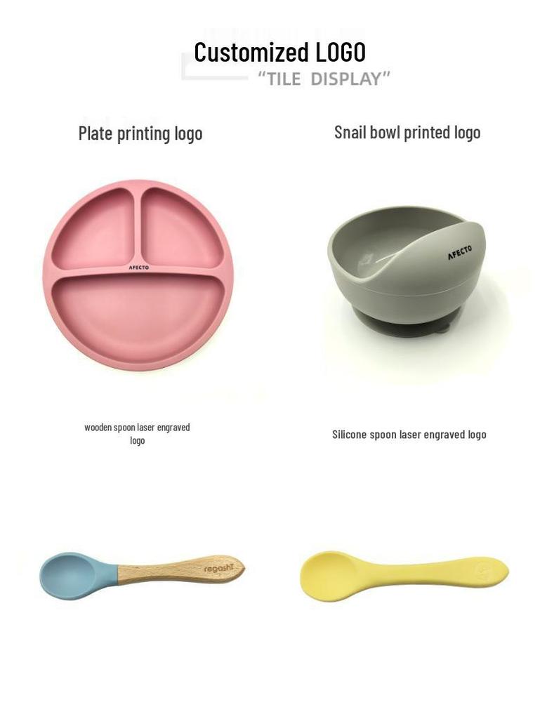 Children's Silicone Divided Plate & Cartoon Bear Spoon Fork Set - Drop-Proof Infant Feeding Tableware