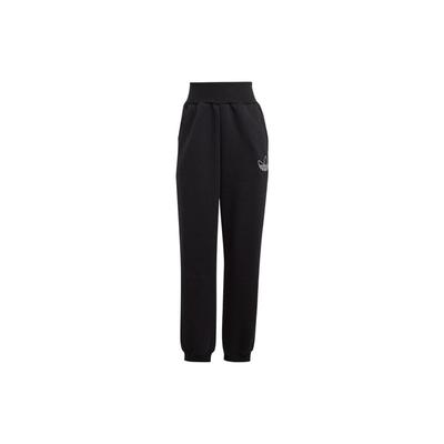 Solid Color Logo Embroidered Joggers Women Bottoms Black HM1552