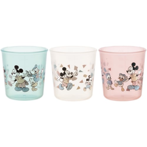 Skater Baby Cups, 60ml, Small, for Children 4 Months and Up, 3-Piece Set, Antibacterial, Disney Mickey & Friends Retro Design, for Gargling, Toothbrus