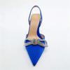 Luxury Design Women High Heels  Summer New Sexy Pointed Toe Wedding Women 'S Shoes Fashion Rhinestone Bow Knot One -Push Pumps
