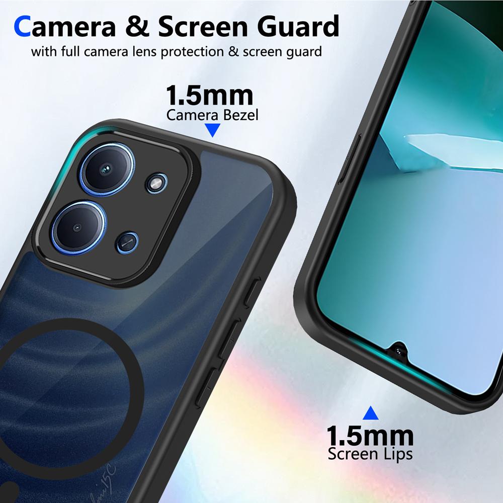 KEYSION Magnetic Phone Case for Xiaomi POCO C85 Silicone+PC Matte Translucent Clear Shockproof Back Cover for Redmi 15C 171mm