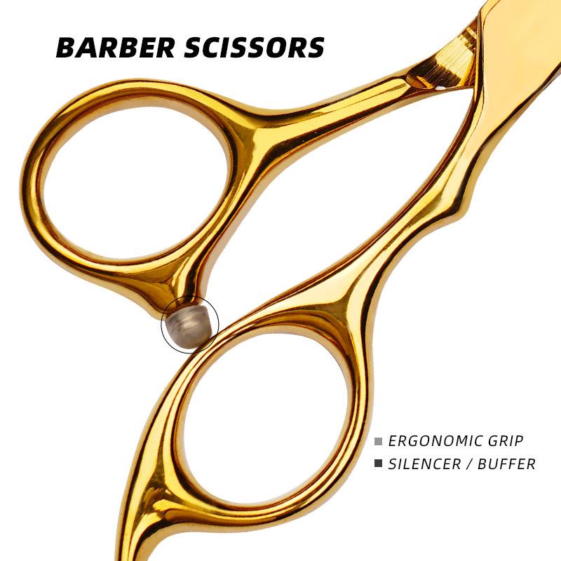 Gold Stainless Steel Professional Barber Hairdressing Scissors - Flat Tooth Thinning Scissors for Bangs