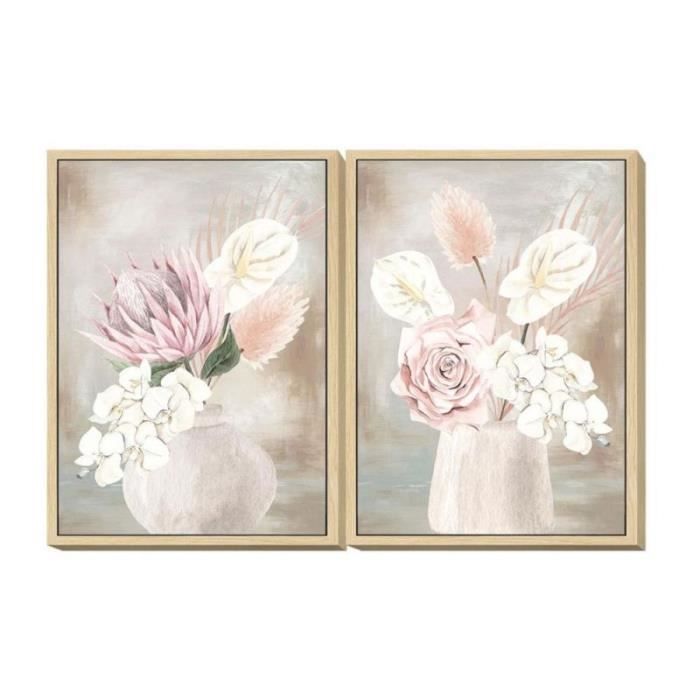 DKD Home Decor Tableau de la marque Polystyrène Toile Vase (2 pièces) (50 x 4 x 70 cm) (Référence : ) - S3018398