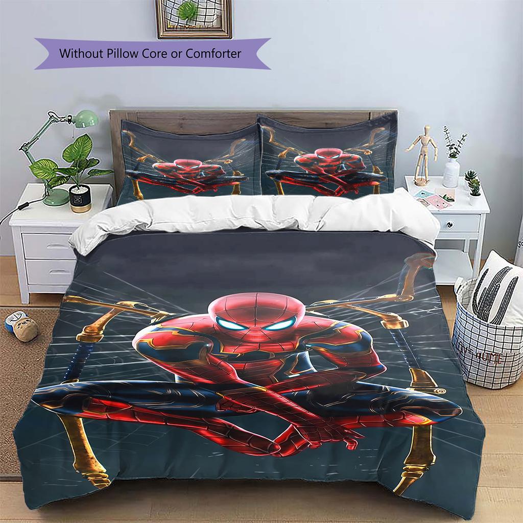 Spider-Man Superhero Series Bedroom Three-Piece Duvet Cover Bedding Set (1*Duvet Cover + 2*Pillowcase, Without Core)