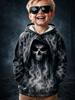 2026 Halloween Bluza z kapturem dla chłopców z grafiką czaszki 3D Pulower Długi rękaw Wiosenna Odzież sportowa Moda Streetwear Dzieci 4-7 lat Z kapturem Codzienna