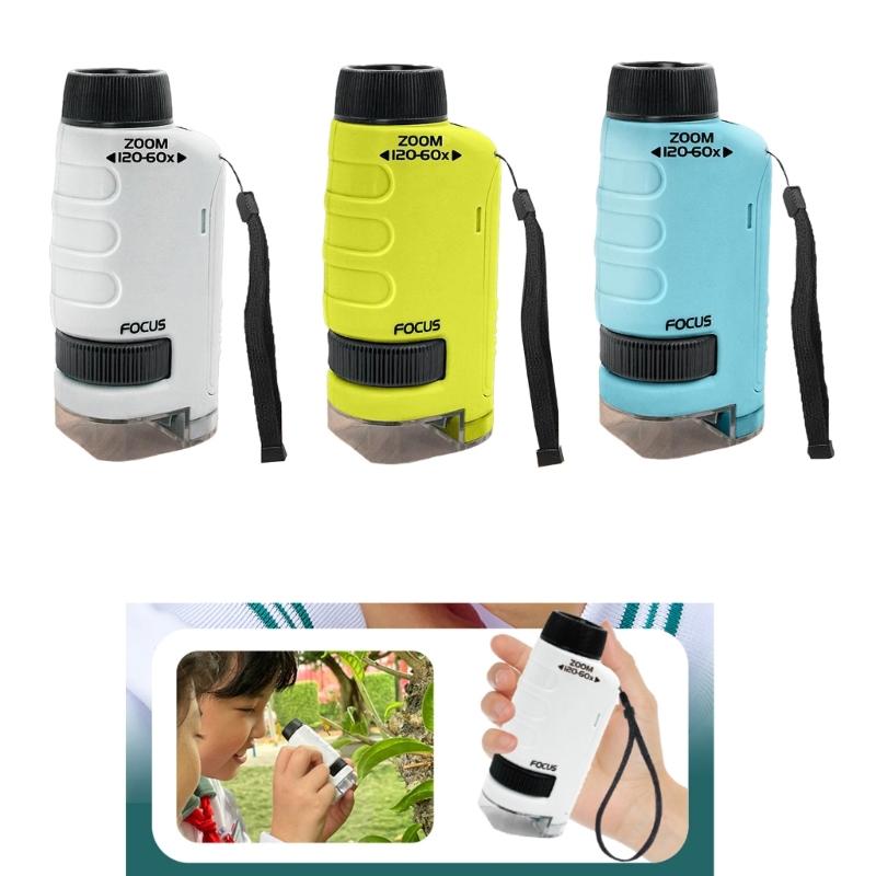 Mini Microscope Toy with LED Light 200X 600X 1200X Magnification Suitable for Kids Student Adults Science Exploration