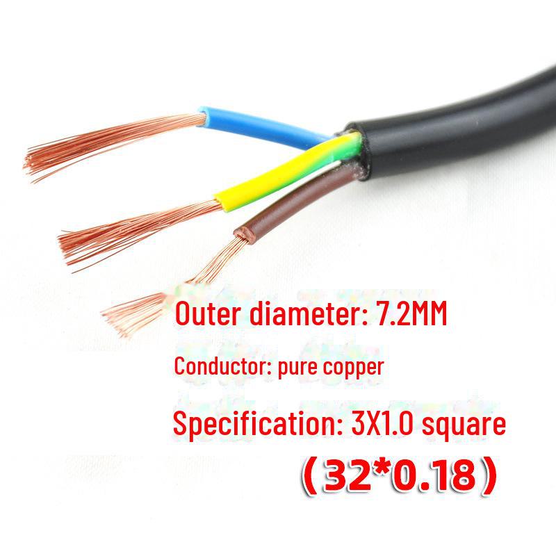 Pirinç Pişirici için 1,5 m Saf Bakır Avrupa Standardı AC Güç Kablosu, Üç Çekirdekli Üç Fiş Tasarımı