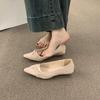 French Small Slope Heel Gentle Wind Evening Shoes Versatile Not Tired Feet Shallow Mouth Pointed Laden Shoes One Pedal Commuter Single Shoes Women