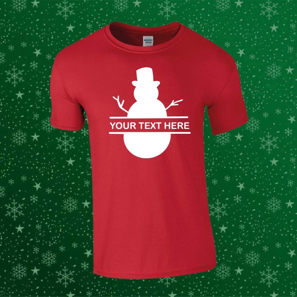 Custom Personalised Christmas Snowman Gift Unisex Kids/adults T-shirt Tee
