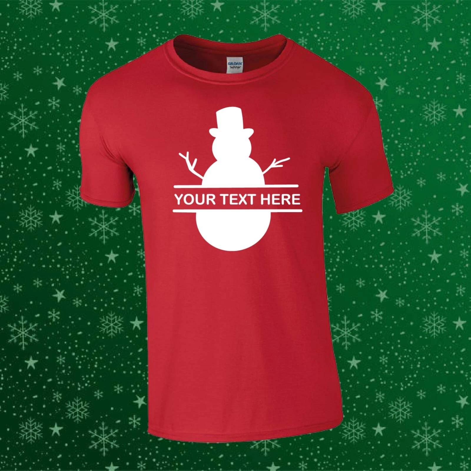 Custom Personalised Christmas Snowman Gift Unisex kids/adults T-shirt Tee 3XL