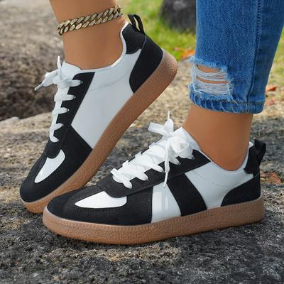 Mode Damen Schuhe 2025 Neue Schnürschuhe Damen Vulkanisierte Schuhe Gemischte Farben Outdoor Flach mit Sneakers Übergröße Vielseitige Freizeitschuhe