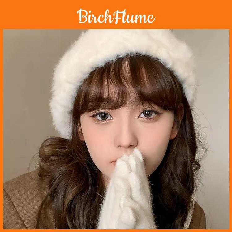 Beanie Hat For Women Autumn Winter Rabbit Fur Beret Sun Protection Stylish Knit