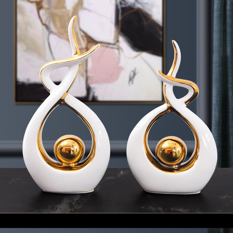 Ceramic Vase Statue Home Decor Modern Art White Pottery Crafts Ornaments Living Room Furniture Home Accessories Decoration Gifts