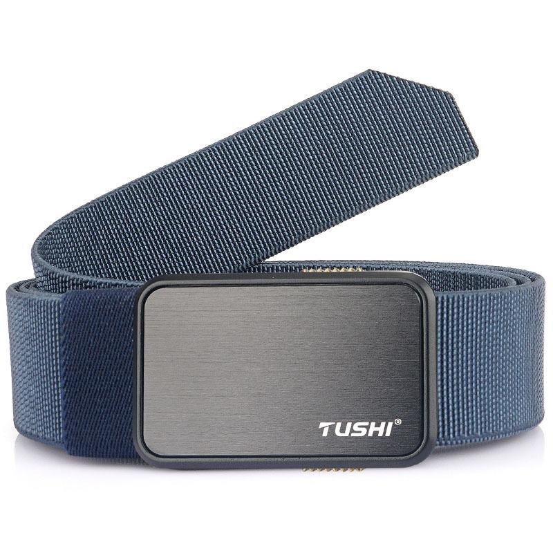 Nový pánský pásek na dojíždění s automatickou přezkou Nylonový pás, univerzální dvouvrstvý silný pás pro venkovní volný čas