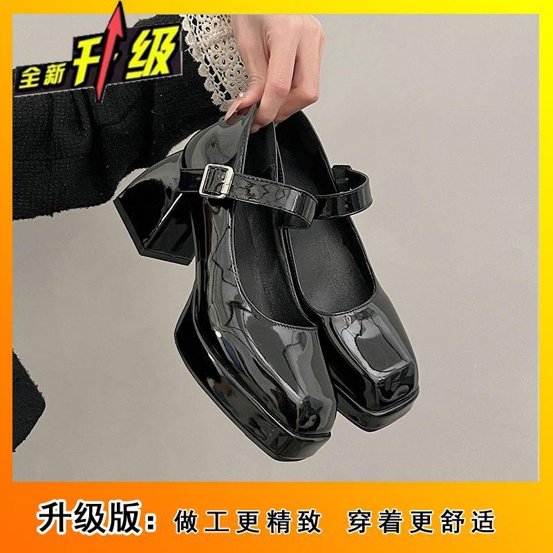 Spring new high heels women's wedding shoes design word with Mary Jane shoes waterproof table thick heel single shoes