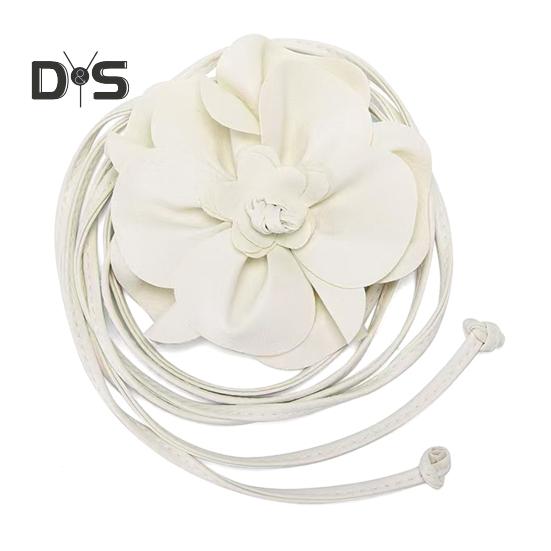 

Пояс с цветочным принтом в стиле бохо для женщин и девочек, тонкий пояс из искусственной кожи с цветочным принтом для свадебного платья белый