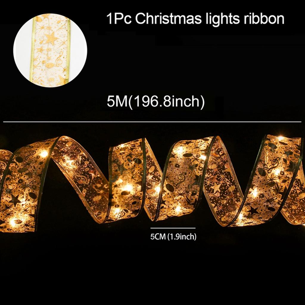 Christmas Ribbon Lights Navidad Natal Noel String Lights Garland Merry Christmas Decorations For Home 2025 Happy New Year 2025