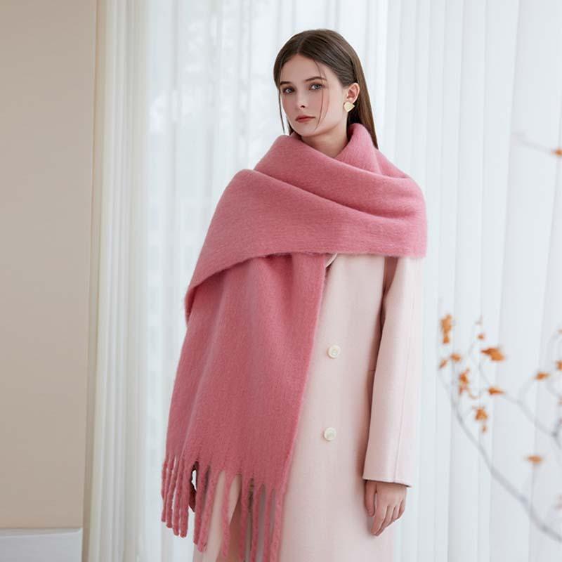 New style solid color pulled hair thickened warm scarf women's winter fashion men's women's scarf scarf scarf shawl