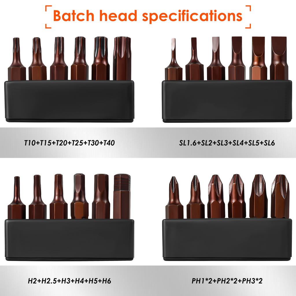 25Pcs Screwdriver Bit Set with Magnetic Tip 1/4 Inch Hex Shank 25 Mm Cross/Slotted/Torx/Hex Head Short S2 Steel Bit Hand Tool