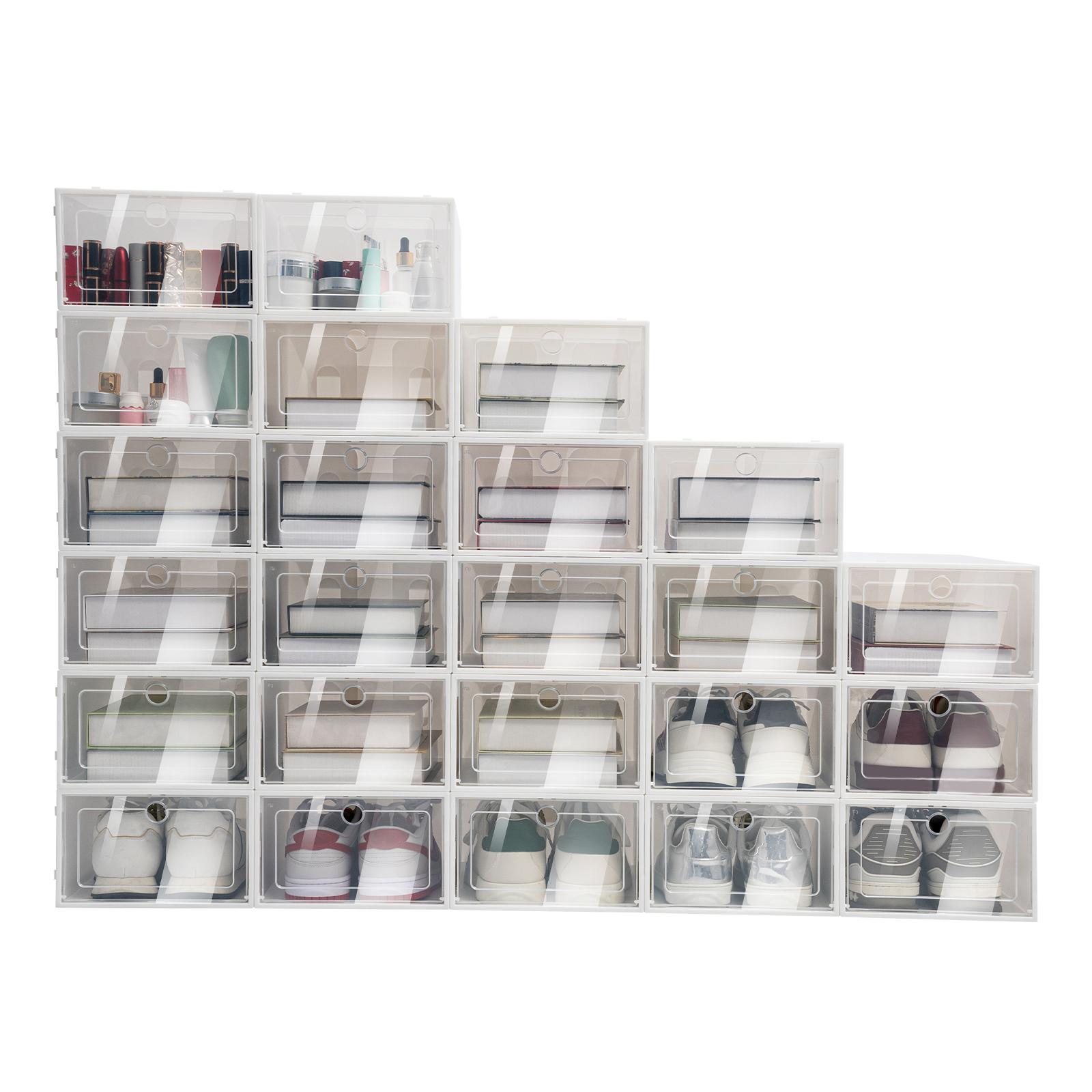24 PCS Shoe Boxes Premium Clear Plastic Stackable 13 x 91 x 55 Inch Shoe Organizer for Bedroom Living Room чистый 13650₽