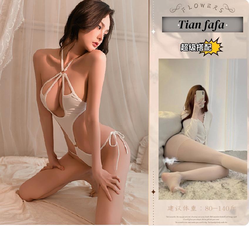 Sex Underwear Sexy Hot Hollow Lace-up Onesie Two-dimensional Uniform Large Size Pajamas Flirting Sex Underwear