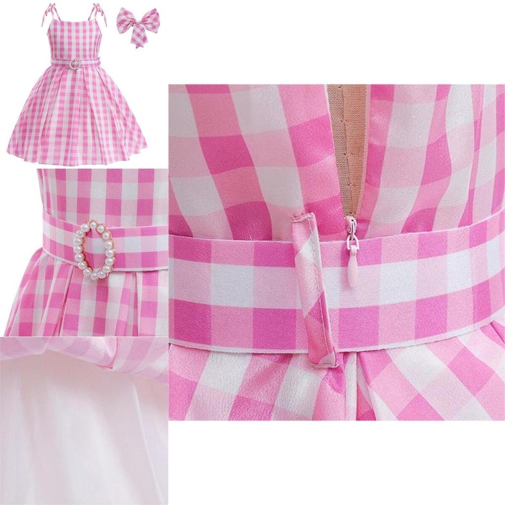 Przepiękna Sukienka Księżniczki Barbie Dla Dzieci Kostium Cosplay Poliester Różowy Rozmiary 100cm-150cm