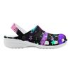 White EVA Clogs with Dark Rose Print, Lightweight Slip On Garden Shoes, Breathable Beach Sandals, Indoor Outdoor Slippers for Men Women