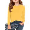 Boy And Girls Solid Color Long Sleeved T-shirt Round Neck Solid Color T-shirt
