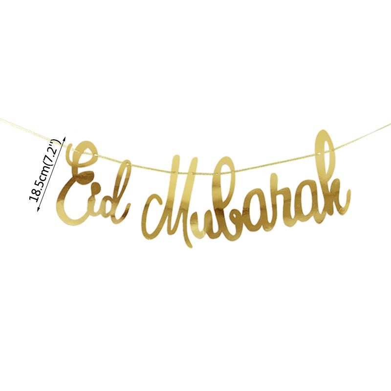 EID Mubarak Banner Glitter Star Moon Letter Paper Bunting Garland Islamic Muslim Party Ramadan Kareem Decorations for Home 2025