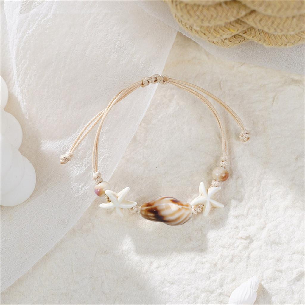 Stylish Marine Inspired Ceramic Starfish Conch Beaded Bracelet For Women Handmade Beach Bangle Stackable Jewelry