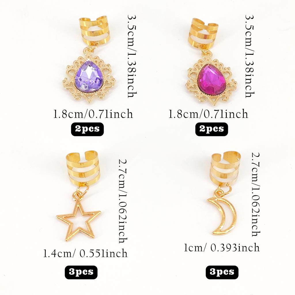 Braided Hair Extensions, Antique Style, Stars, Pendants, Alloy Braided Hair Accessories, Accessories, One Pack of 10