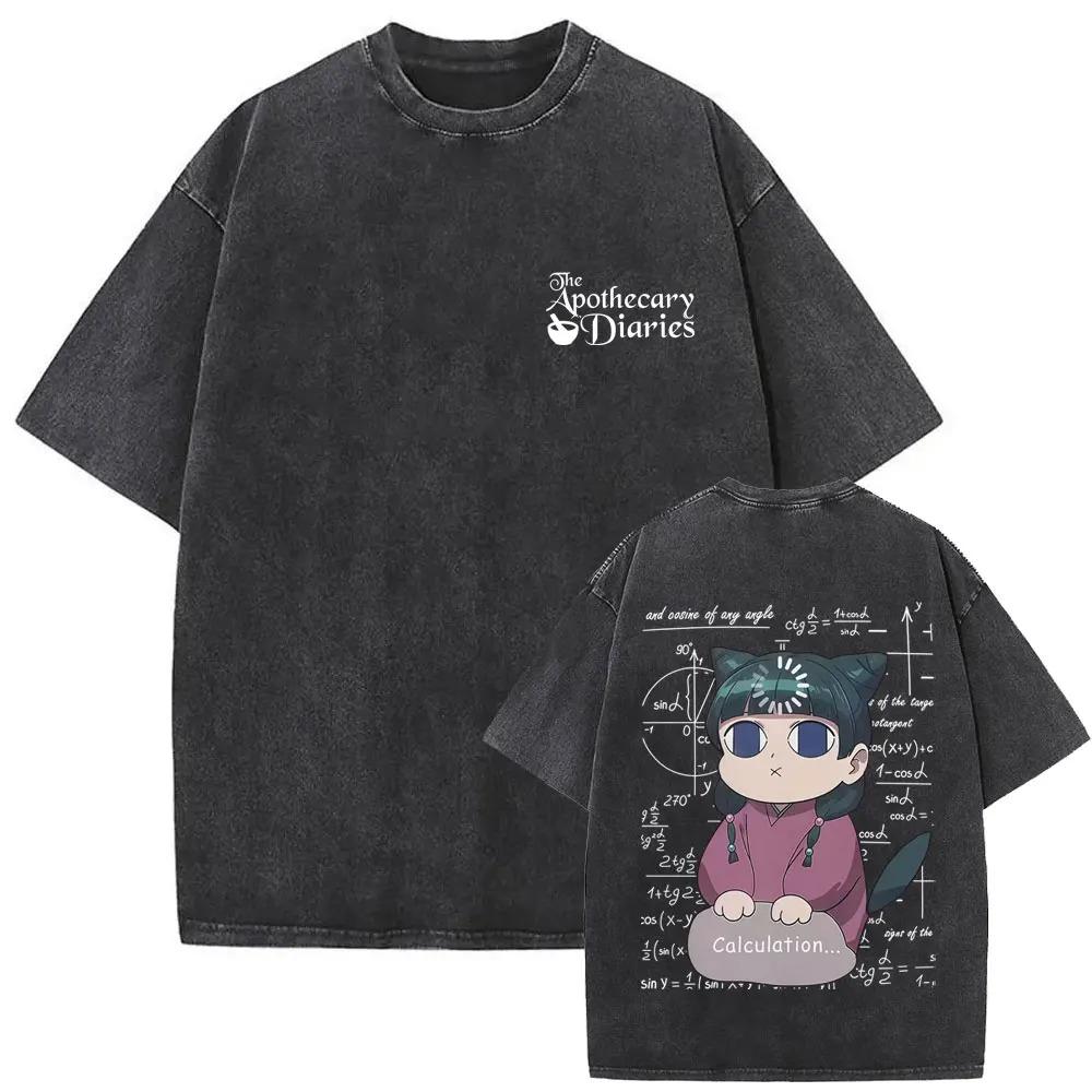 Kusuriya no Hitorigoto Cartoon T-shirt Gothic Vintage Washed Oversized T Shirt Men s Unisex Clothes Top S