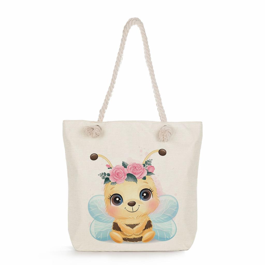 Animal print thick rope single-shoulder beach bag 7286 CLE