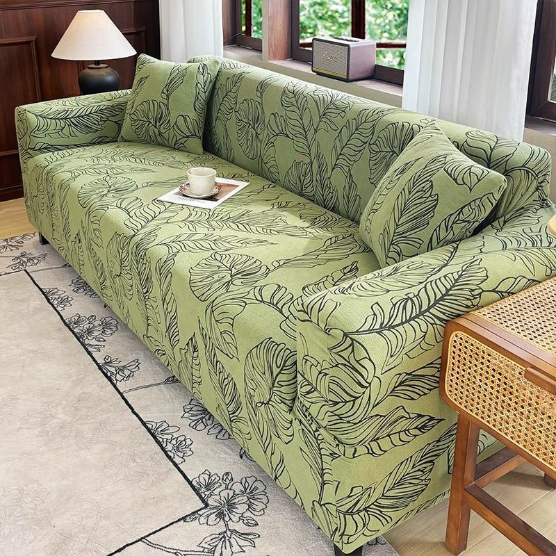 Mid Century Style New Four Season Universal Elastic Sofa Cover All Inclusive One Line Anti Cat Scratch Straight Sofa Upholstery