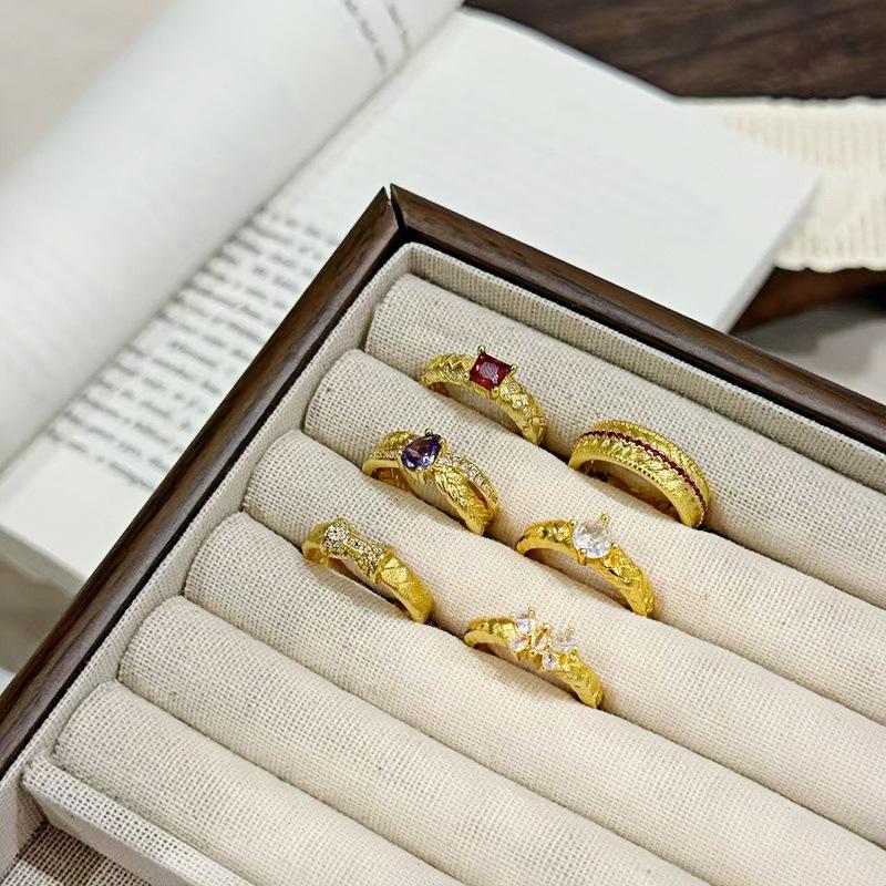 Medieval Fashion Butterfly Zircon Wheat Ear Ring Women'S Italian Brushed Craftsmanship Light Luxury Super Fairy Temperament Ring