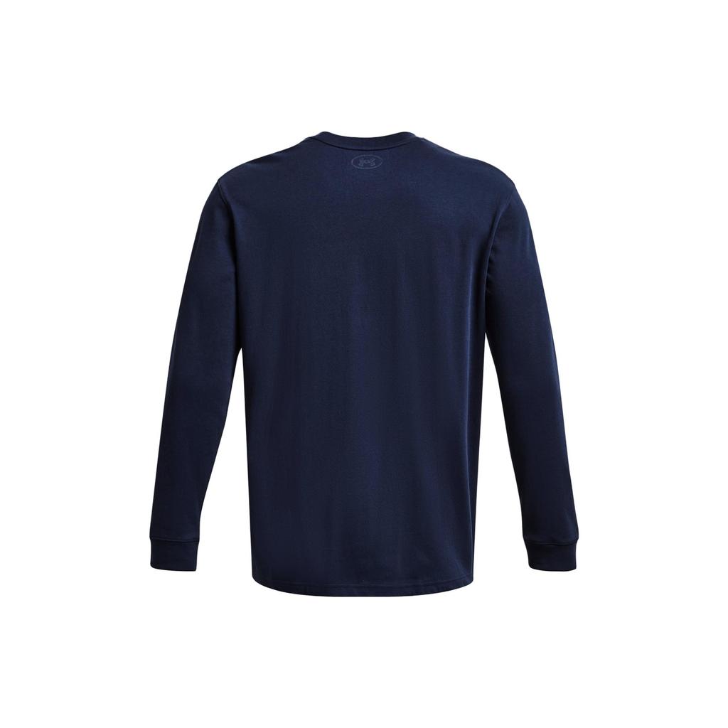 Under Armour Letter Print Crew Neck Long Sleeve T-Shirt Men Tops Navy-Blue 1379576-410
