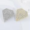 New Diamond Shaped Gold Sliver Color Brooch Crystal Men's Suit Lapel Pins Elegant Luxury Accessory Business Jewelry Gifts