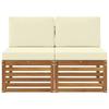 2 Pieces Outdoor Middle Sofa Solid Wood Acacia Natural
