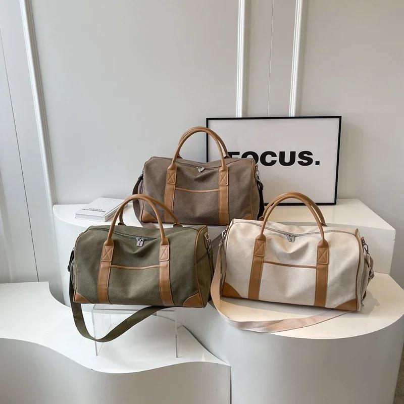 Monochromatic Large Capacity Women's Travel Shoulder Bag  Zipper Shoulder Bag  Versatile Casual Bag  High Quality  New Style
