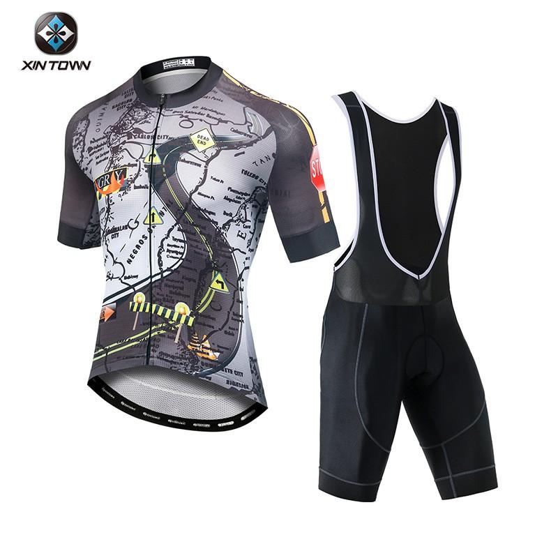 XINTOWN Cycling Short Sleeve Jersey Bib Shorts Set Bike Wear Men