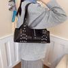 Fashi Solid Color PU Zipper Rivet Light Luxury Sweet Shoulder Bags for Women 2026 High Quality Temperament Ccise Handbags