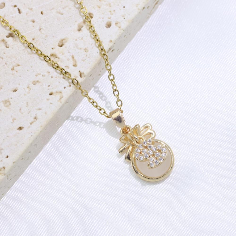 Simple Money Bag Pendant Necklaces for Women Fashion Zirconia Necklace Wedding Party Jewelry Accessories