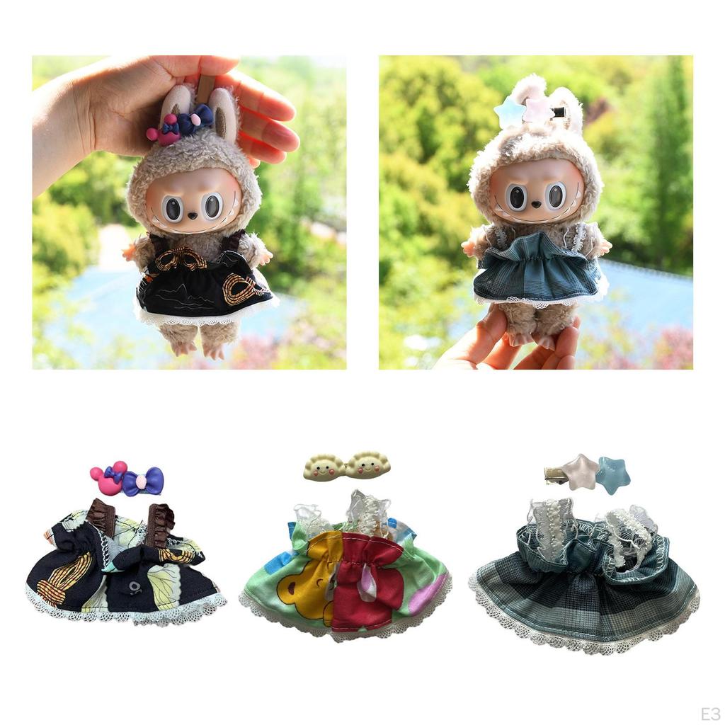 17 Cm Doll Dress with Mini Hairpin, Costume, DIY Toy, Handmade Clothes, Fashion Clothes To
