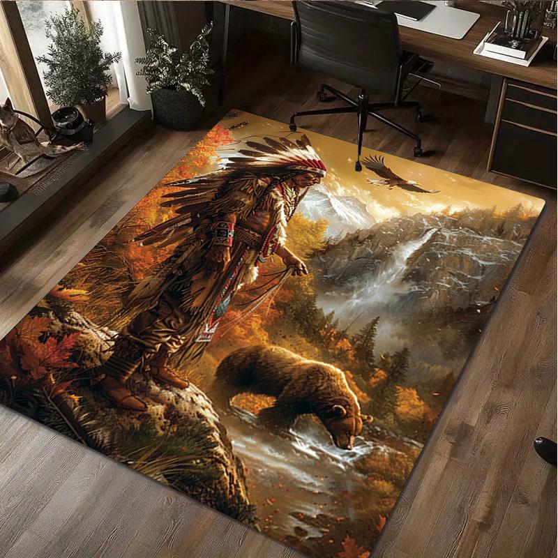 Native American Print Rug - Home Decoration Carpet For Living Room Bedroom Flooring Computer Chair Area Rug