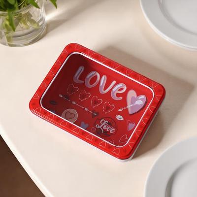 Valentine's Day Candy Box Valentine's Day Food Container Tinplate Cookie Box With Clear Window For Food Candy Snack Chocolate